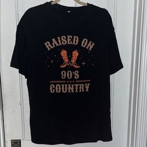 Black Graphic T-Shirt - Raised on 90's Country